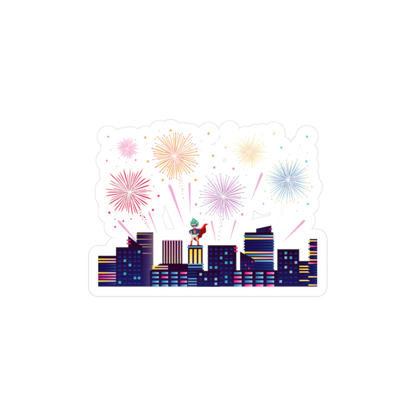 Christmas Kiss-Cut Vinyl Decals – Super kiddo with fireworks - [[{"value":"Wonderwear Kid"}]]