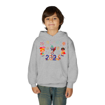 Youth Heavy Blend Hooded Sweatshirt - Super kiddo and other hero - [[{"value":"Wonderwear Kid"}]]