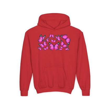 Youth Heavy Blend Hooded Sweatshirt -  Beautiful purple monarch Printify