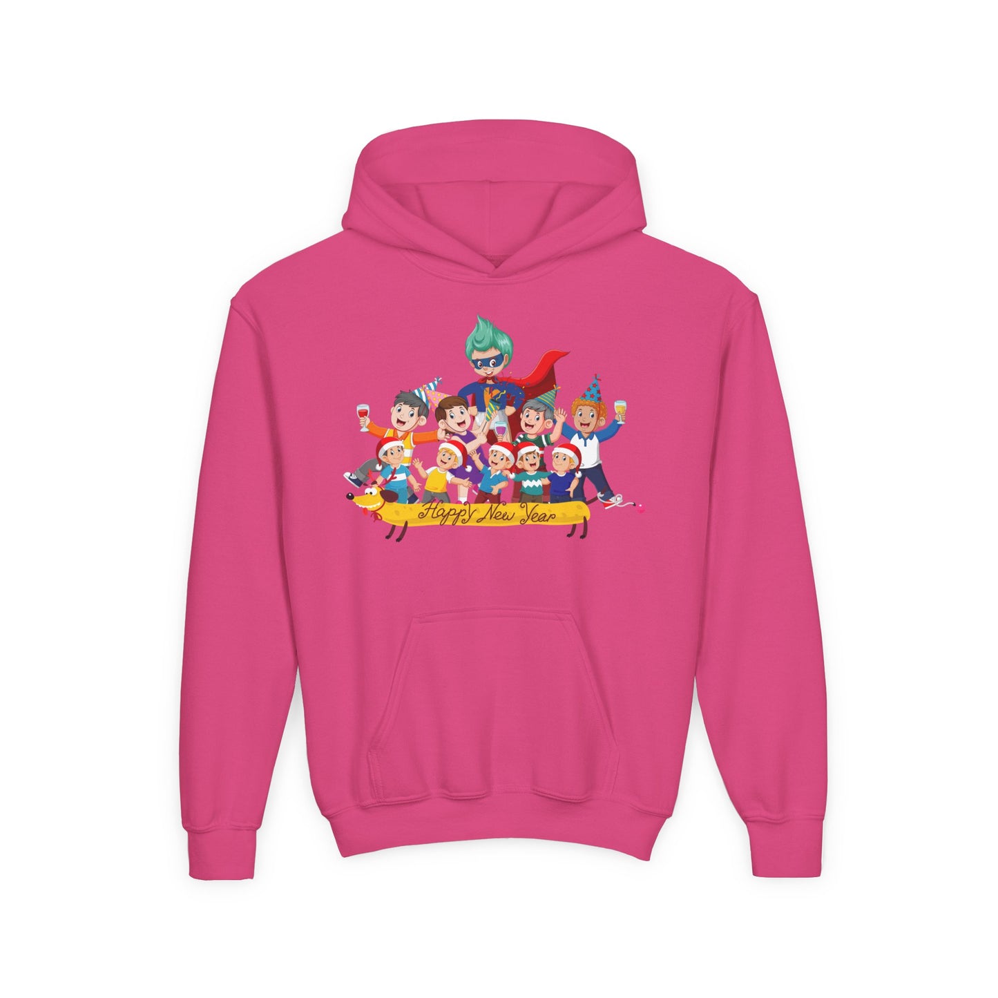 Youth Heavy Blend Hooded Sweatshirt - Happy new year with friends