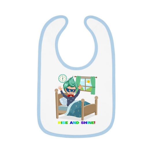 Baby Bib - Super kiddo teaches us to wake up early - [[{"value":"Wonderwear Kid"}]]