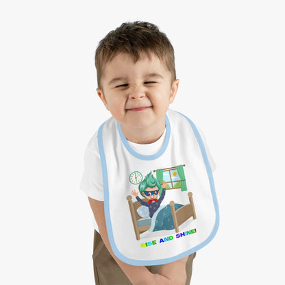 Baby Bib - Super kiddo teaches us to wake up early - [[{"value":"Wonderwear Kid"}]]