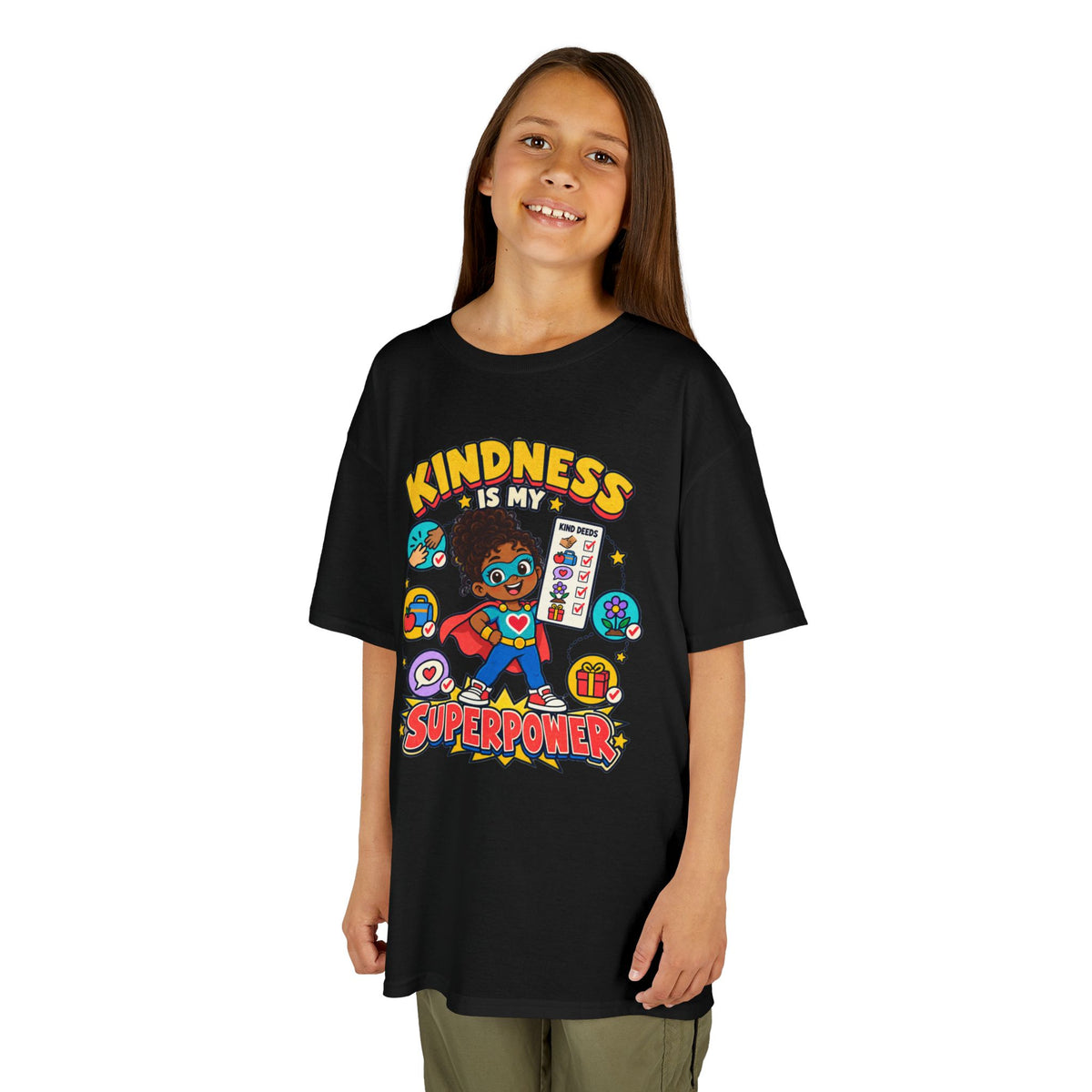 Kids Heavy Cotton™ Tee - Kindness Is My Superpower