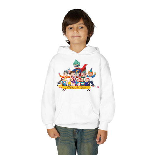 Youth Heavy Blend Hooded Sweatshirt - Happy new year with friends