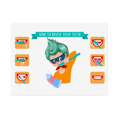 Rolled Posters - Super kiddo how to brush teeth - [[{"value":"Wonderwear Kid"}]]