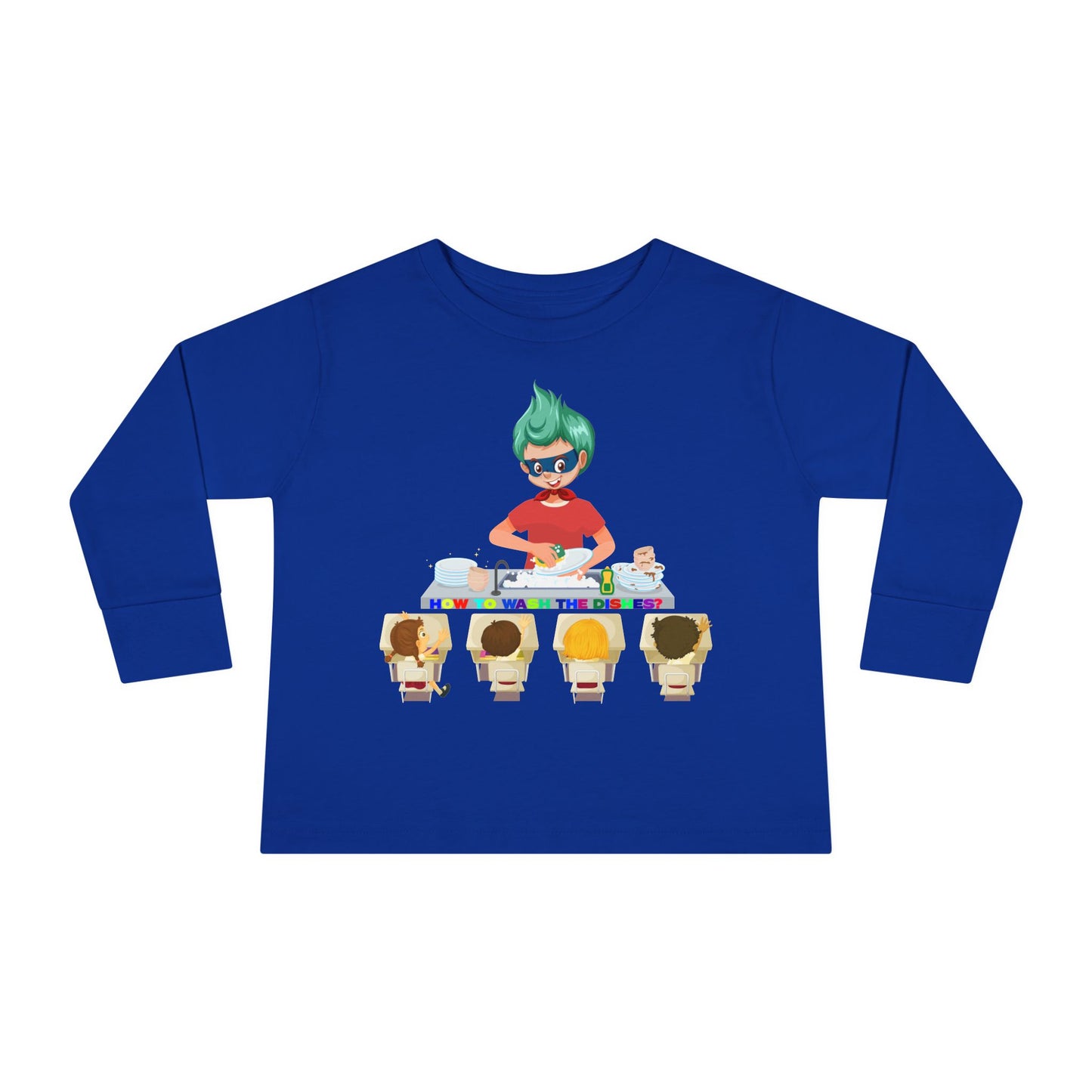 Toddler Long Sleeve Tee - Little kiddo teaching to wash dishes - [[{"value":"Wonderwear Kid"}]]