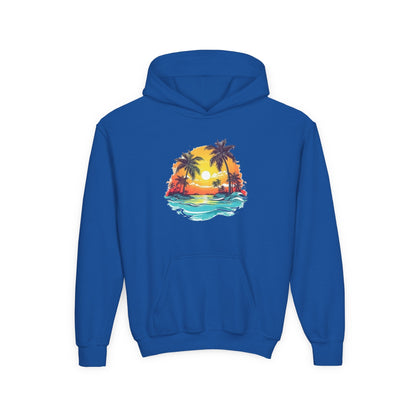 Youth Heavy Blend Hooded Sweatshirt - Summer tropical Printify
