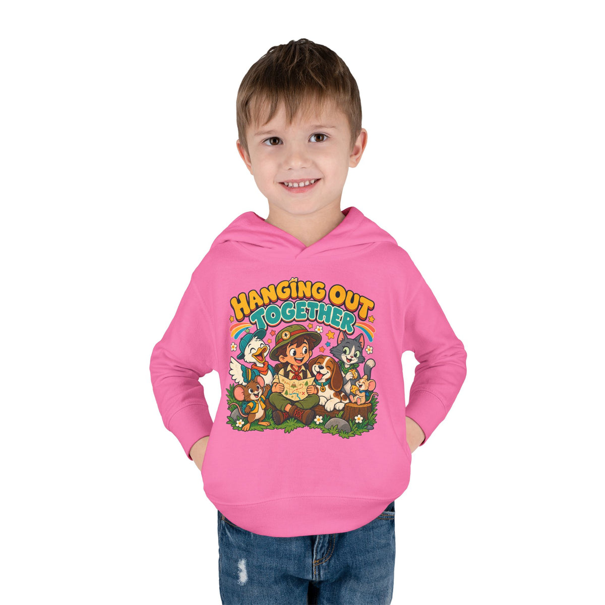 Toddler Hoodie — Retro Friends Hanging Out Together