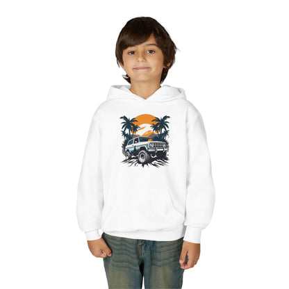 Youth Heavy Blend Hooded Sweatshirt - Off road car Printify