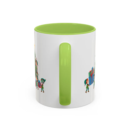 Accent Coffee Mug - Super kiddo putting gifts on christmas tree - [[{"value":"Wonderwear Kid"}]]