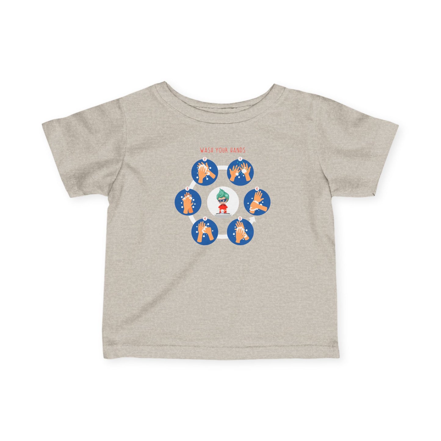 Infant Fine Jersey Tee - Super kiddo teaching how to wash hands - [[{"value":"Wonderwear Kid"}]]