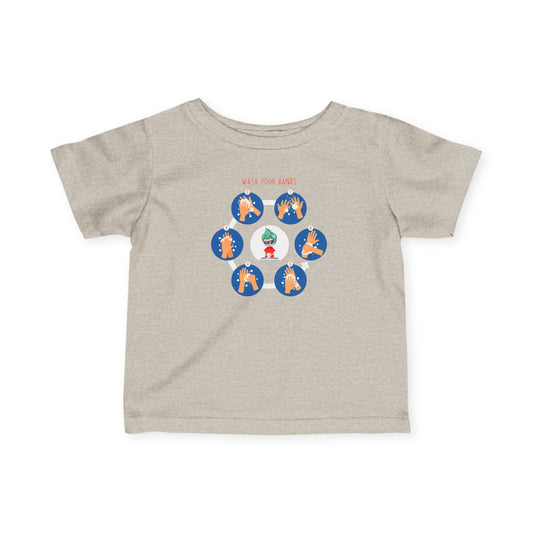 Infant Fine Jersey Tee - Super kiddo teaching how to wash hands - [[{"value":"Wonderwear Kid"}]]