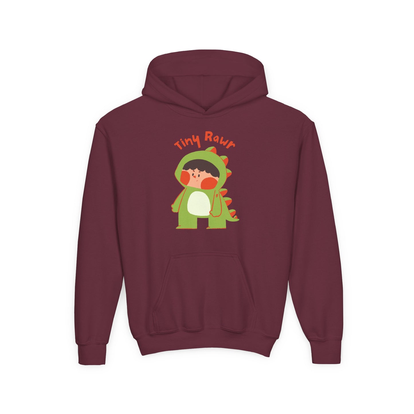 Youth Heavy Blend Hooded Sweatshirt - Tiny Raur, Cute Dino