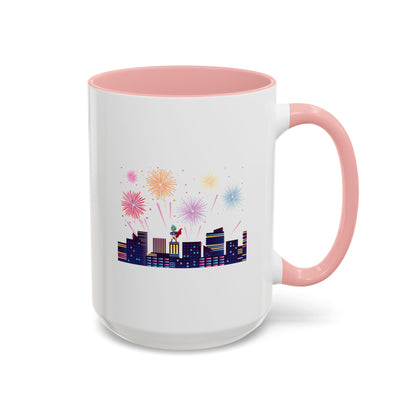 Accent Coffee Mug - Super kiddo with fireworks - [[{"value":"Wonderwear Kid"}]]