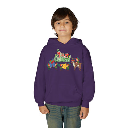 Youth Heavy Blend Hooded Sweatshirt - Merry christmas and reindeer - [[{"value":"Wonderwear Kid"}]]