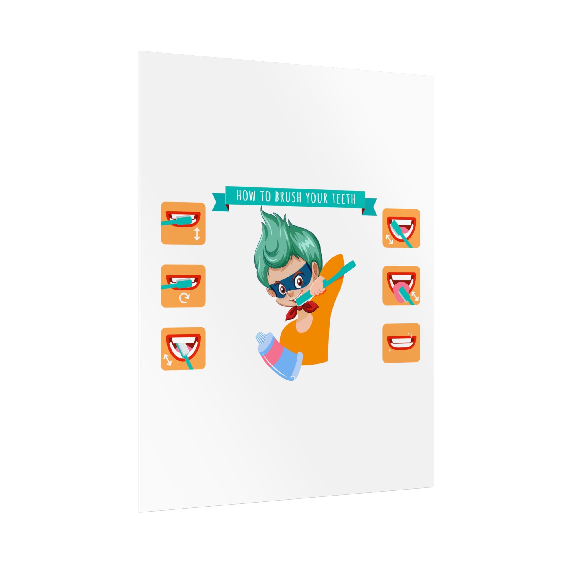 Rolled Posters - Super kiddo how to brush teeth - [[{"value":"Wonderwear Kid"}]]