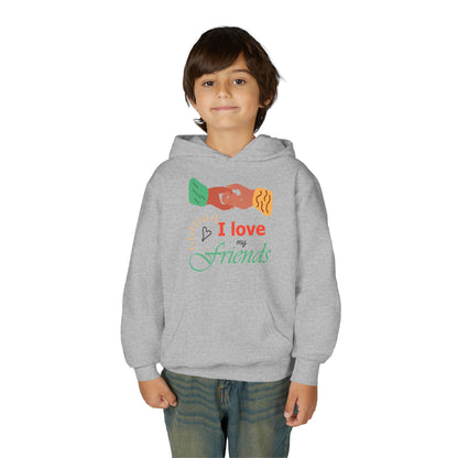 Youth Heavy Blend Hooded Sweatshirt - I love my friends Printify