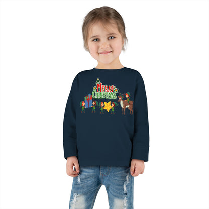 Toddler Long Sleeve Tee - Merry christmas and reindeer - [[{"value":"Wonderwear Kid"}]]