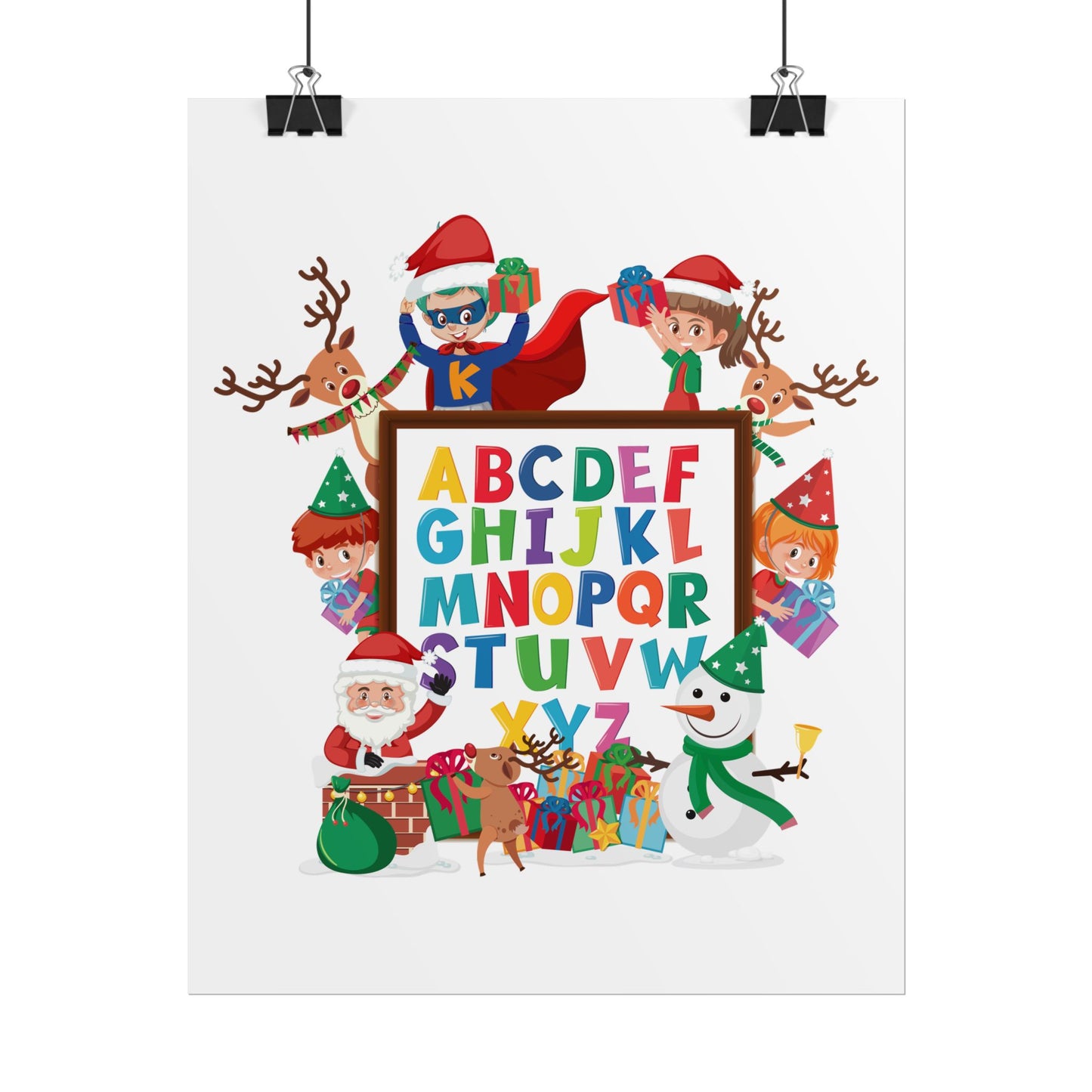 Rolled Posters - Christmas alphabet with super kiddo - [[{"value":"Wonderwear Kid"}]]