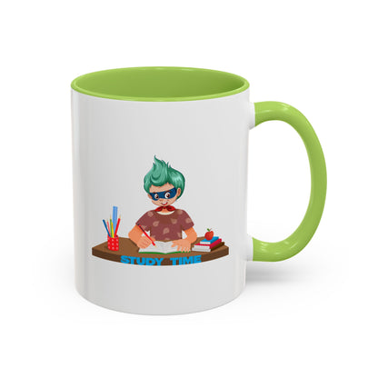 Accent Coffee Mug - Super kiddo studying - [[{"value":"Wonderwear Kid"}]]