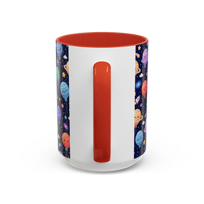 Accent Coffee Mug (11/15 oz) - Kawaii Space Balloon Planet