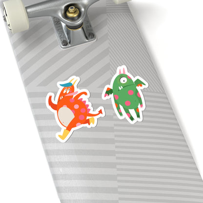 Kiss-Cut Vinyl Decals - Monsters in action Printify