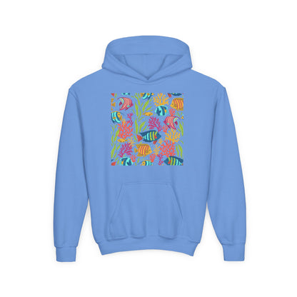 Youth Heavy Blend Hooded Sweatshirt - Colorful tropical corals Printify