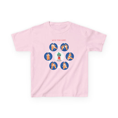 Kids Heavy Cotton™ Tee - Super kiddo teaching how to wash hands - [[{"value":"Wonderwear Kid"}]]