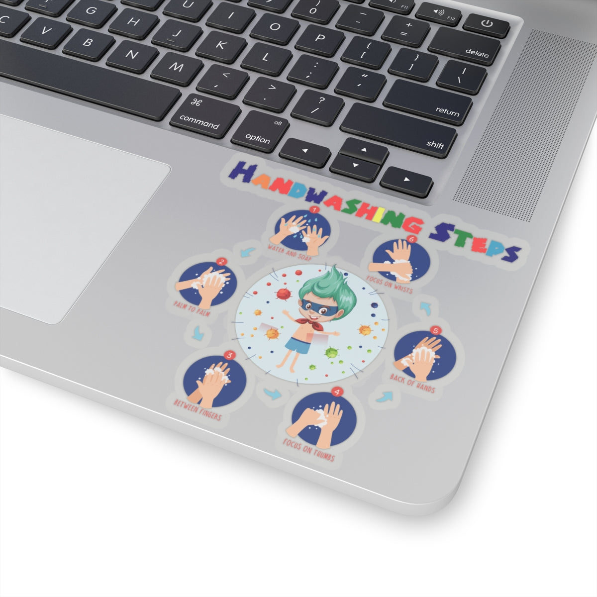 Kiss-Cut Stickers - Super kiddo how to wash hand properly - [[{"value":"Wonderwear Kid"}]]