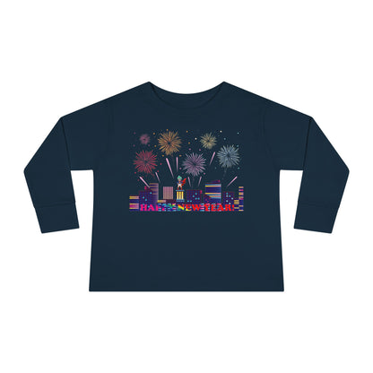 Toddler Long Sleeve Tee - Super kiddo with fireworks with text - [[{"value":"Wonderwear Kid"}]]