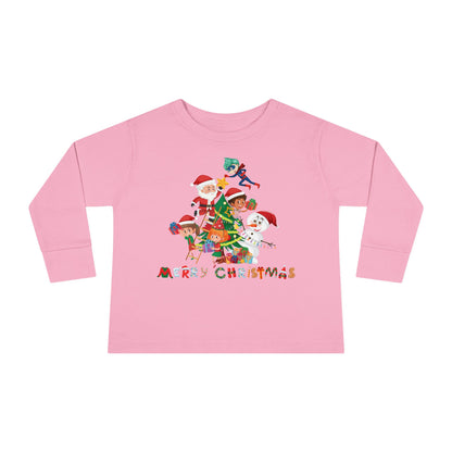 Toddler Long Sleeve Tee - Super kiddo making christmas tree with text - [[{"value":"Wonderwear Kid"}]]