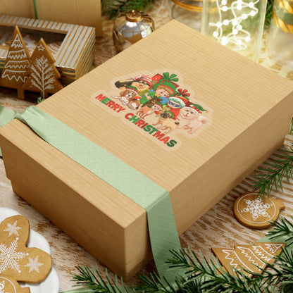 Kiss-Cut Stickers - Christmas with super kiddo pet friends with text - [[{"value":"Wonderwear Kid"}]]