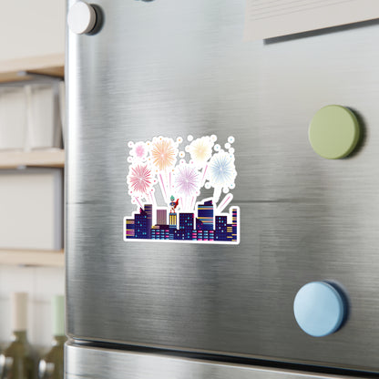 Christmas Kiss-Cut Vinyl Decals – Super kiddo with fireworks - [[{"value":"Wonderwear Kid"}]]