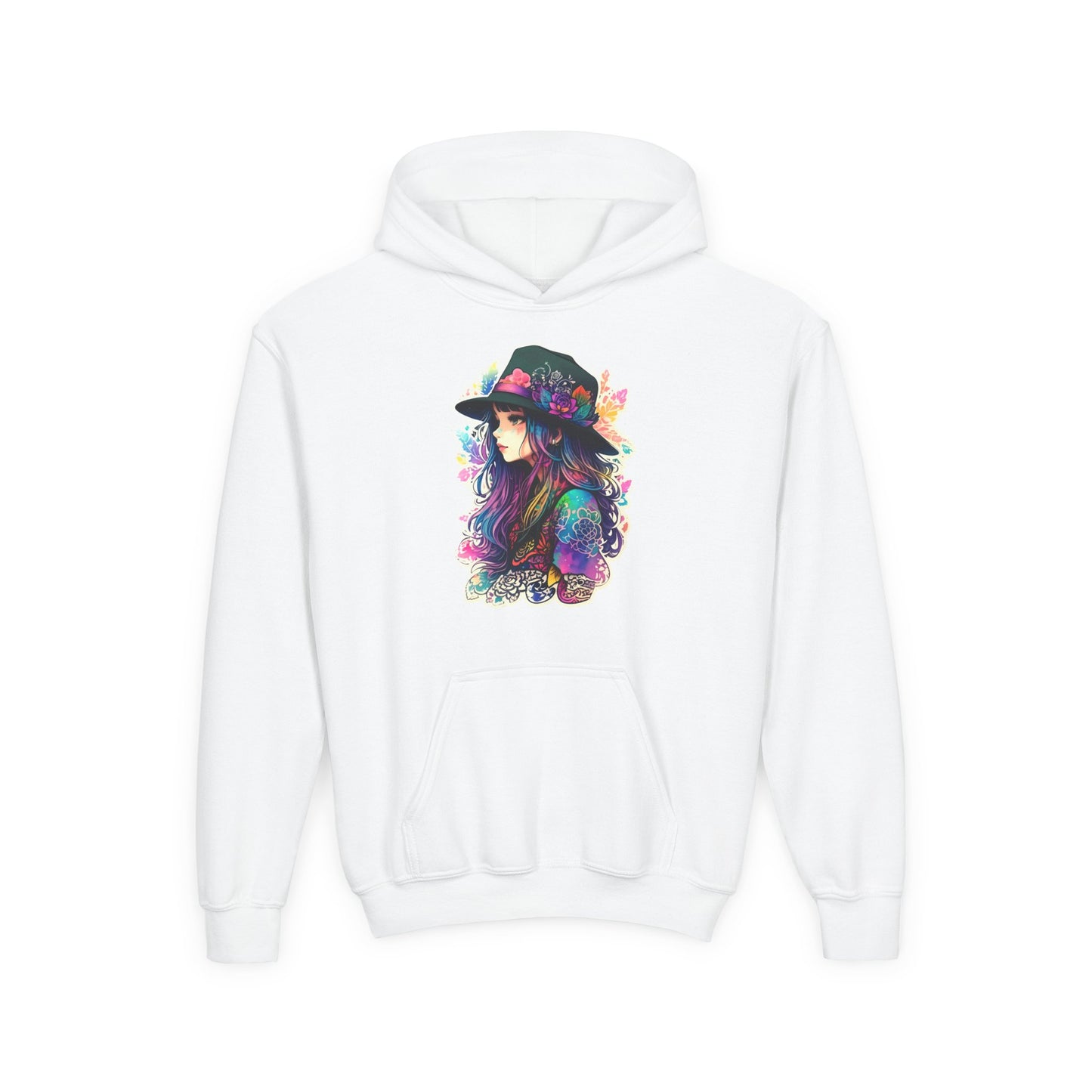 Youth Heavy Blend Hooded Sweatshirt - Beautiful Bohemian Floral