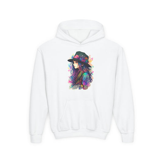 Youth Heavy Blend Hooded Sweatshirt - Beautiful Bohemian Floral