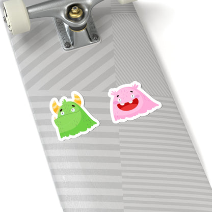 Kiss-Cut Vinyl Decals - Green and pink monsters Printify
