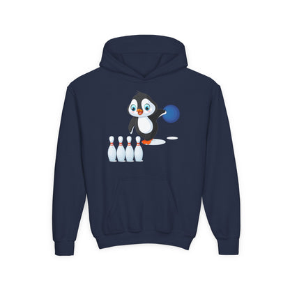 Kids Penguin Bowling Hoodie Printify
