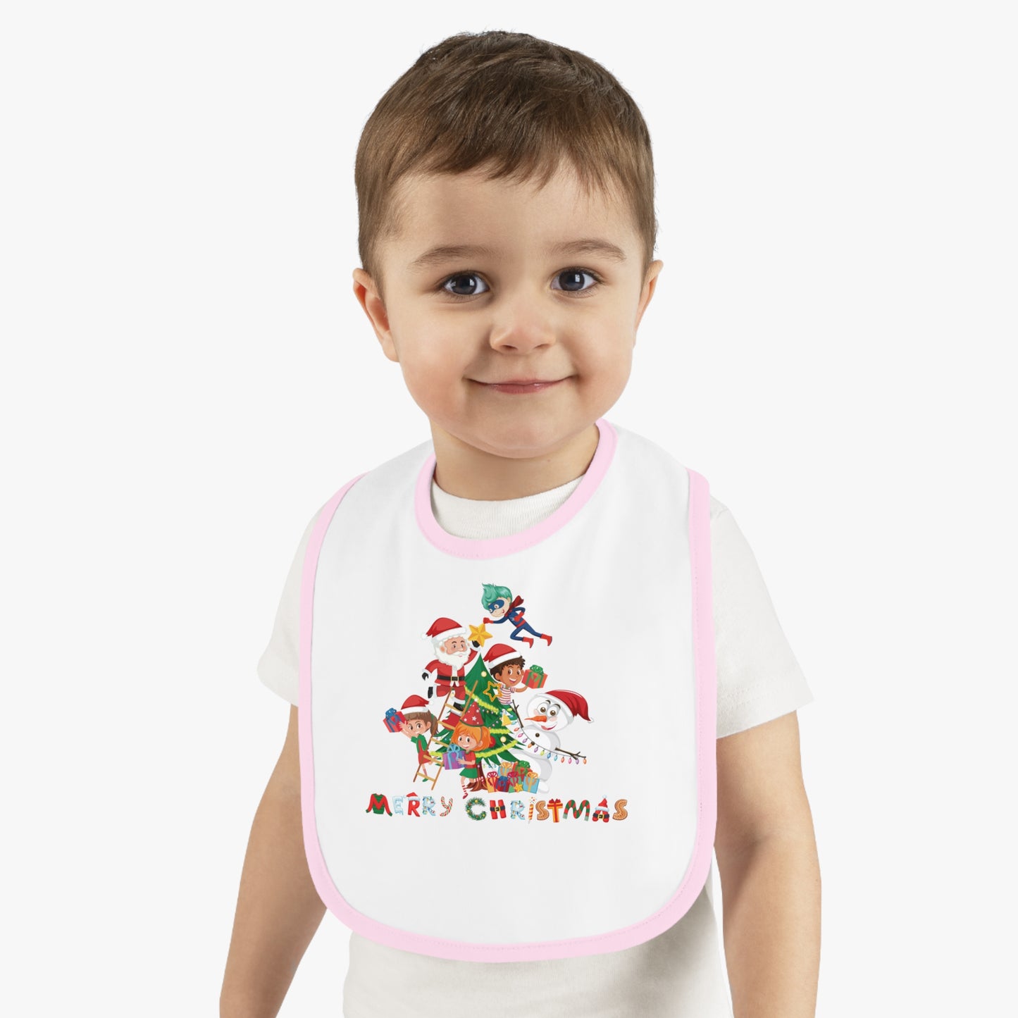 Baby Bib - Super kiddo making christmas tree with text