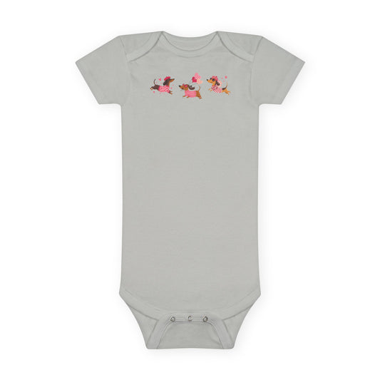 Infant Jersey One Piece - Valentines - Three Dachshund - [[{"value":"Wonderwear Kid"}]]