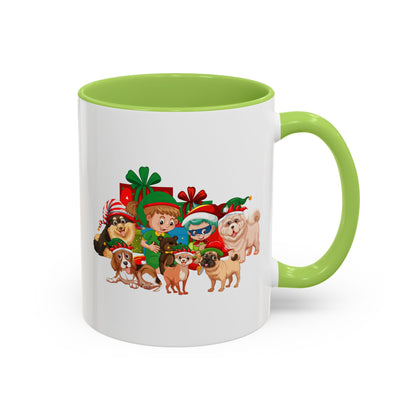 Accent Coffee Mug - Christmas with super kiddo pet friends without text - [[{"value":"Wonderwear Kid"}]]