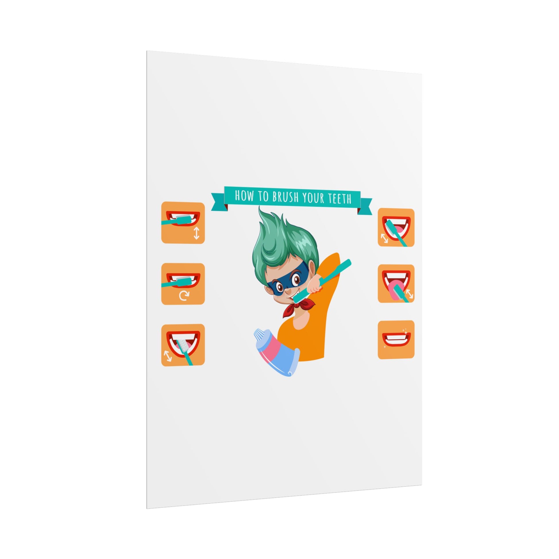 Rolled Posters - Super kiddo how to brush teeth - [[{"value":"Wonderwear Kid"}]]