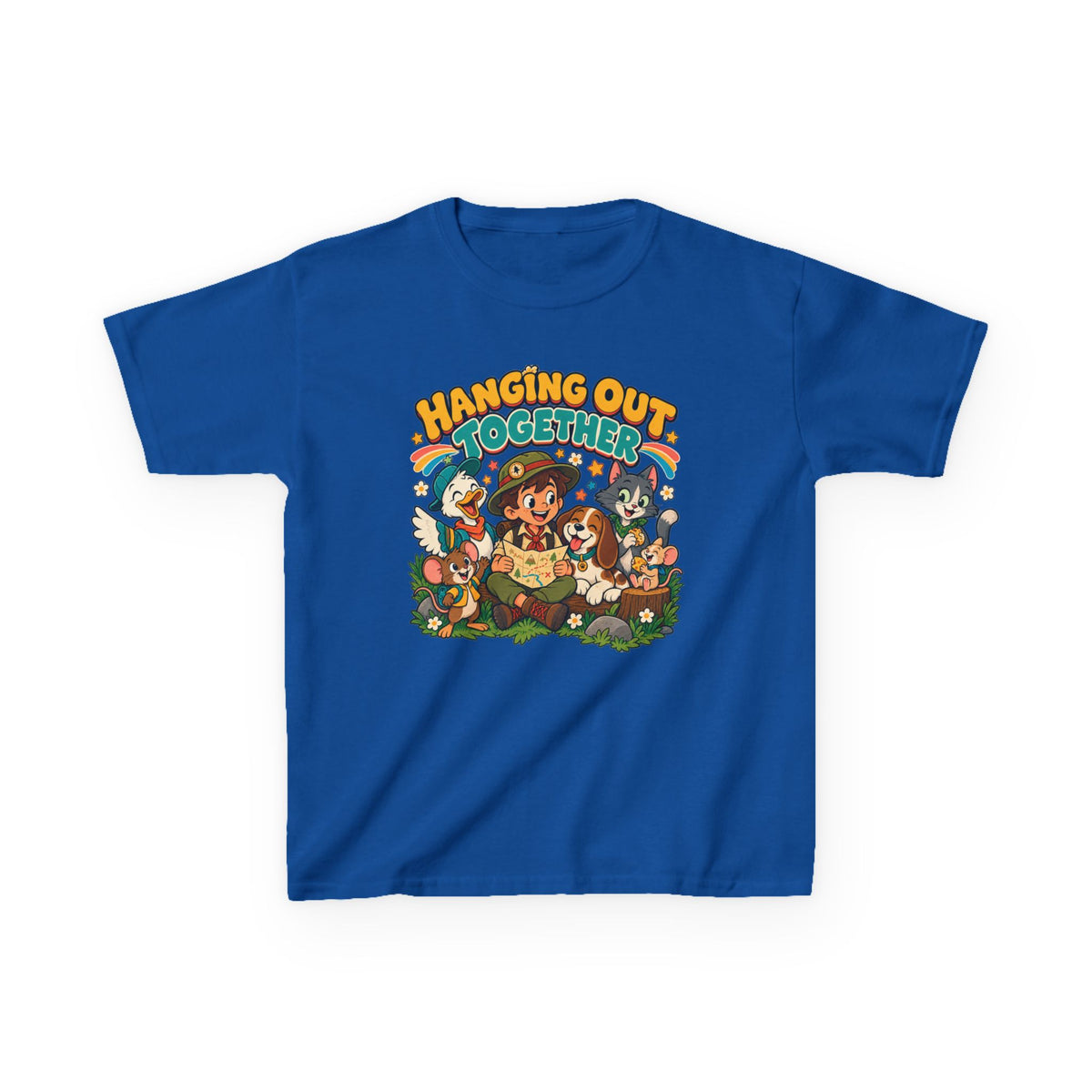 Kids Heavy Cotton™ Tee - Retro Friends Hanging Out Together