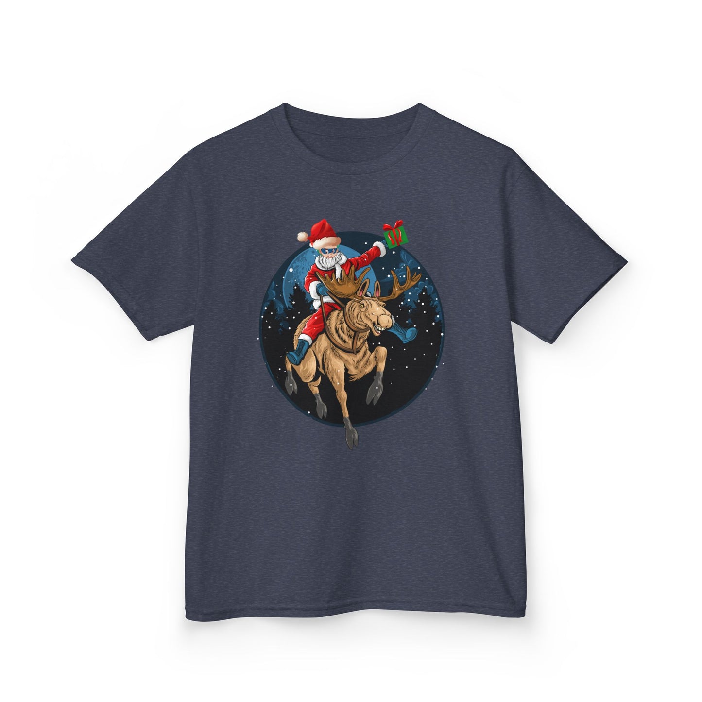 Kids Heavy Cotton™ Tee - Super kiddo riding a reindeer - [[{"value":"Wonderwear Kid"}]]