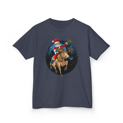 Kids Heavy Cotton™ Tee - Super kiddo riding a reindeer - [[{"value":"Wonderwear Kid"}]]