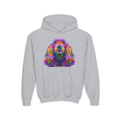 Youth hoodie with adorable golden retriever design Printify