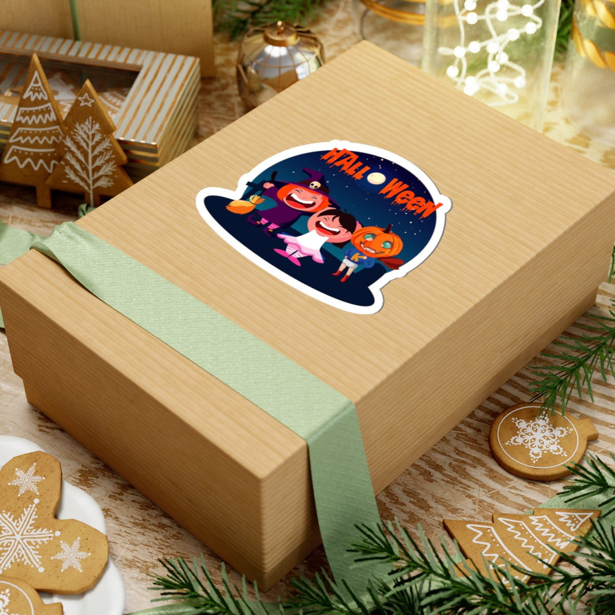 Kiss-Cut Stickers - Super kiddo wearing pumpkin - [[{"value":"Wonderwear Kid"}]]