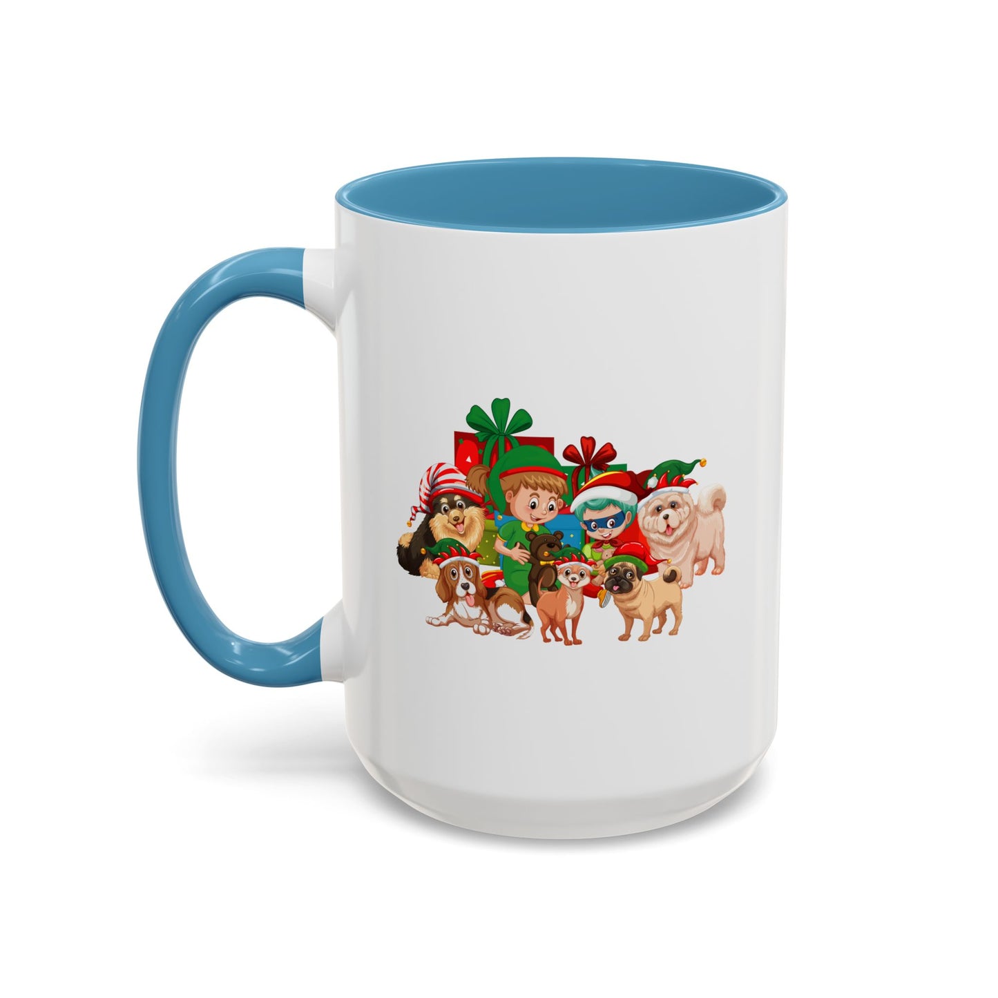 Accent Coffee Mug - Christmas with super kiddo pet friends without text