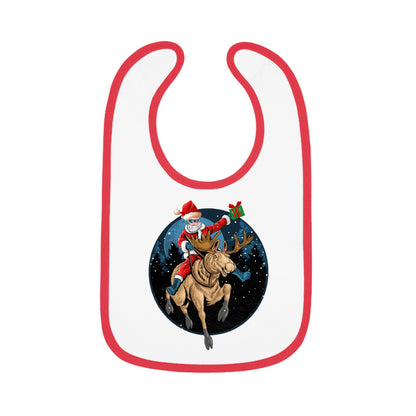 Baby Bib - Super kiddo riding a reindeer - [[{"value":"Wonderwear Kid"}]]