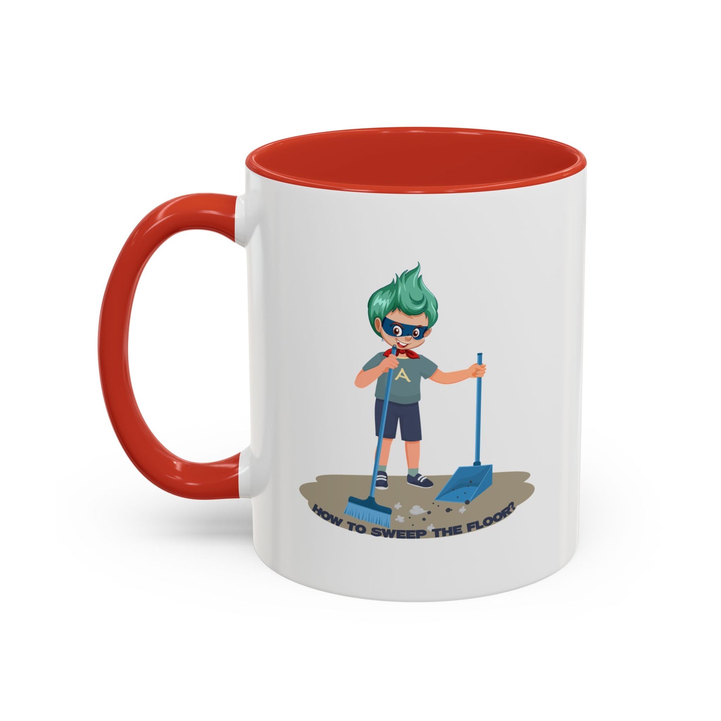 Accent Coffee Mug - Super kiddo sweeping floor