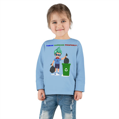 Toddler Long Sleeve Tee - Super kiddo taking trash out - [[{"value":"Wonderwear Kid"}]]